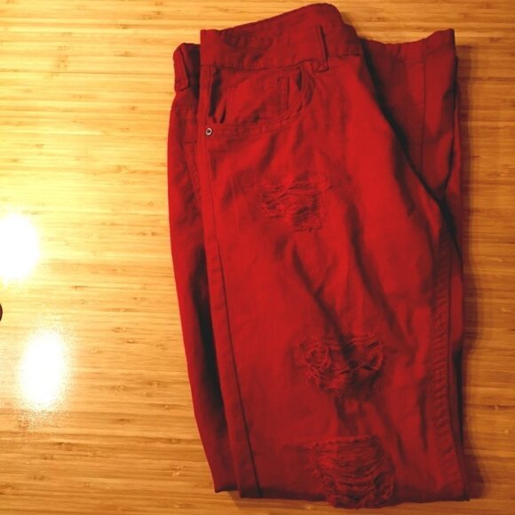 Smoke Rise Men's 34 x 34 Red Distressed Denim Pant - Picture 16 of 16